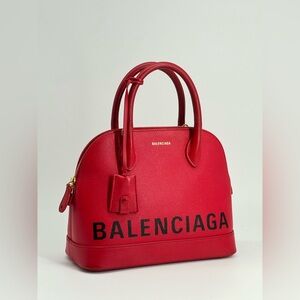 Balenciaga Ville Red Leather Top Handle Bag
